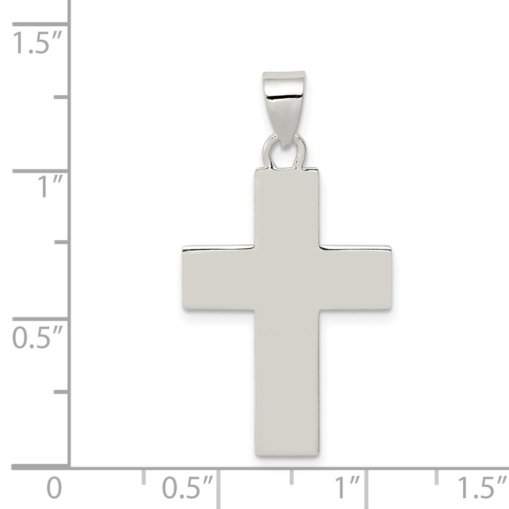 Sterling Silver Rhodium-plated Polished Lords Prayer Cross Pendant (QC6661)