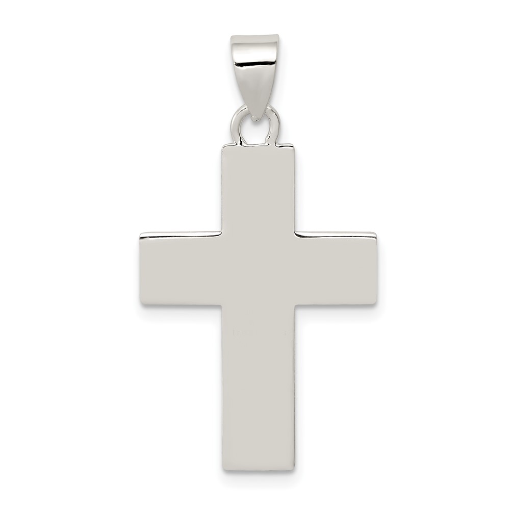 Sterling Silver Rhodium-plated Polished Lords Prayer Cross Pendant (QC6661)