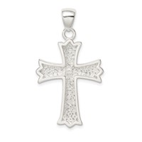 Sterling Silver Rhodium-plated Polished Filigree Cross Pendant view 4