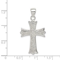 Sterling Silver Rhodium-plated Polished Filigree Cross Pendant view 3