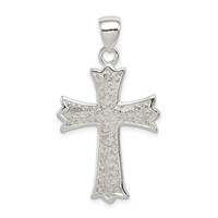 Sterling Silver Rhodium-plated Polished Filigree Cross Pendant view 1