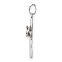 Sterling Silver Antiqued Wedding Cross Charm view 2
