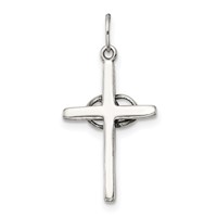 Sterling Silver Antiqued Wedding Cross Charm view 4
