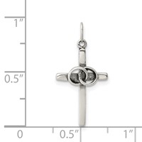 Sterling Silver Antiqued Wedding Cross Charm view 3