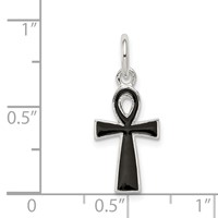 Sterling Silver Black Enamel Cross Pendant view 3
