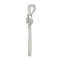 Sterling Silver Rhodium-plated CZ in Heart Cross Pendant view 2