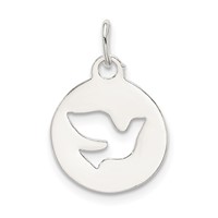 Sterling Silver Circle Charm with Dove view 4