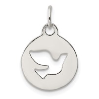 Sterling Silver Circle Charm with Dove view 1