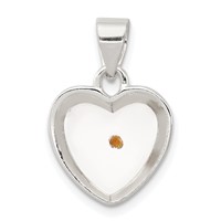 Sterling Silver Rhodium-plated Enameled Mustard Seed Heart Pendant view 1