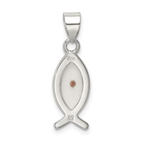 Sterling Silver Rhod-pltd Enameled Mustard Seed Ichthus Fish Pendant view 4