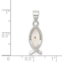 Sterling Silver Rhod-pltd Enameled Mustard Seed Ichthus Fish Pendant view 3