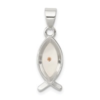 Sterling Silver Rhod-pltd Enameled Mustard Seed Ichthus Fish Pendant view 1