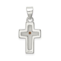 Sterling Silver Rhodium-plated Enameled Mustard Seed Cross Pendant view 4