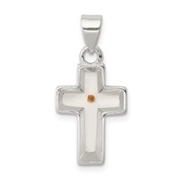 Sterling Silver Rhodium-plated Enameled Mustard Seed Cross Pendant view 1
