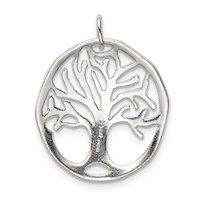 Sterling Silver Polished Tree of Life Oval Charm view 4