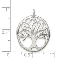 Sterling Silver Polished Tree of Life Oval Charm view 3