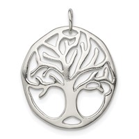 Sterling Silver Polished Tree of Life Oval Charm view 1