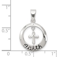 Sterling Silver Antiqued Faith Pendant with Cross view 3