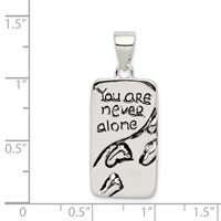 Sterling Silver You Are Never Alone Antiqued Footprint Pendant view 3