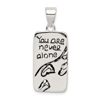 Sterling Silver You Are Never Alone Antiqued Footprint Pendant view 1