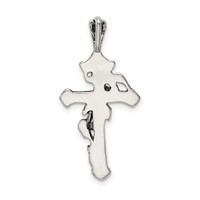 Sterling Silver Antiqued Flowered Cross Pendant view 4