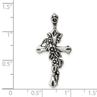 Sterling Silver Antiqued Flowered Cross Pendant view 3