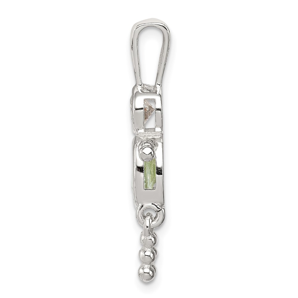 Sterling Silver Rhodium-plated CZ & August Glass Boy Pendant (QC6713AUG)