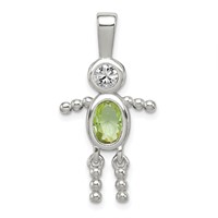 Sterling Silver Rhodium-plated CZ & August Glass Boy Pendant view 1