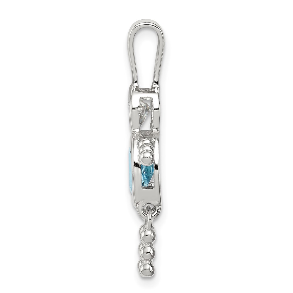 Sterling Silver Rhodium-plated CZ & December Glass Boy Pendant (QC6713DEC)