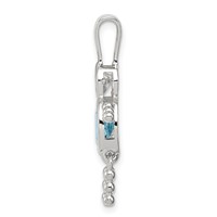 Sterling Silver Rhodium-plated CZ & December Glass Boy Pendant view 2