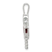 Sterling Silver Rhodium-plated CZ & July Glass Boy Pendant view 2