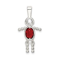 Sterling Silver Rhodium-plated CZ & July Glass Boy Pendant view 4