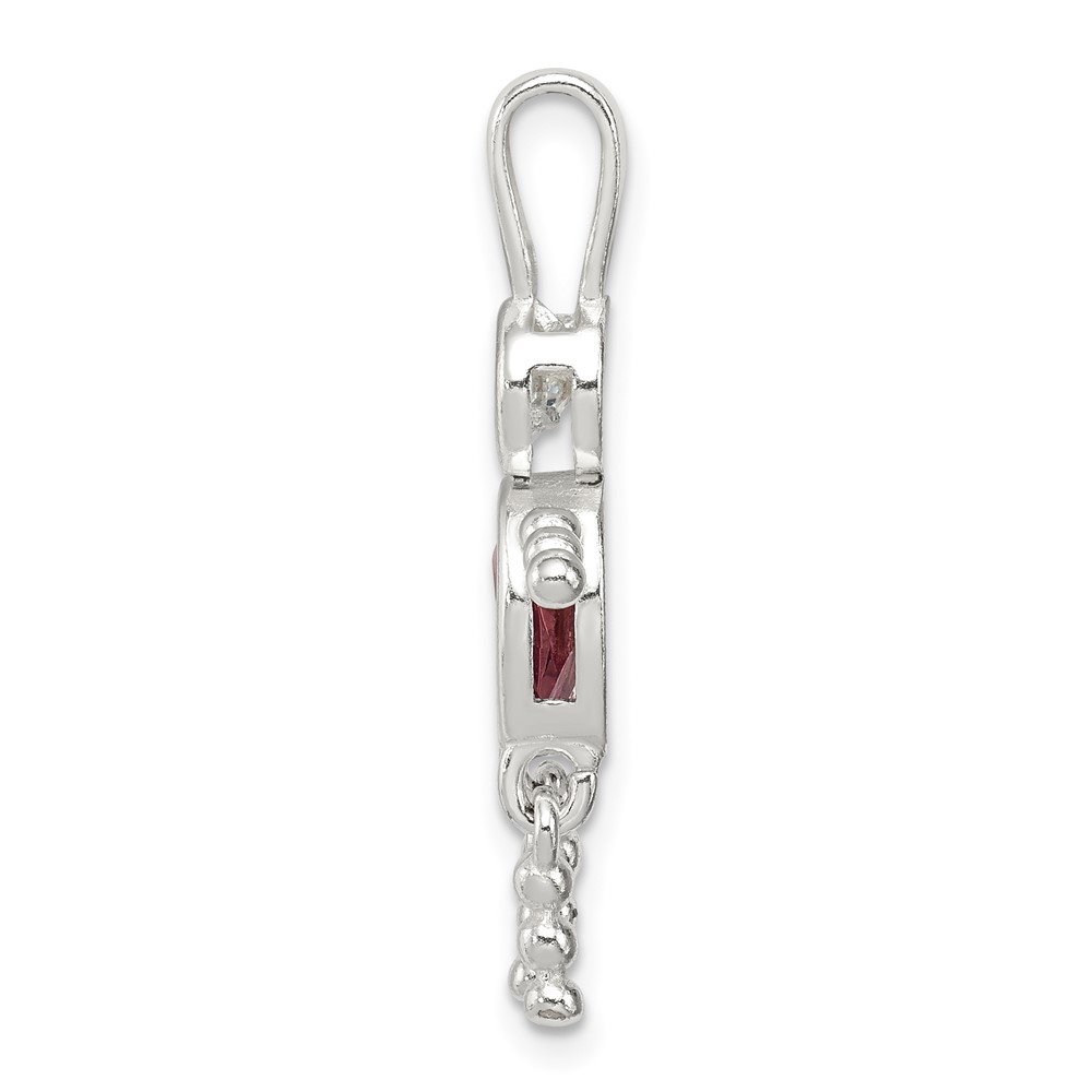 Sterling Silver Rhodium-plated CZ & June Glass Boy Pendant (QC6713JUN)