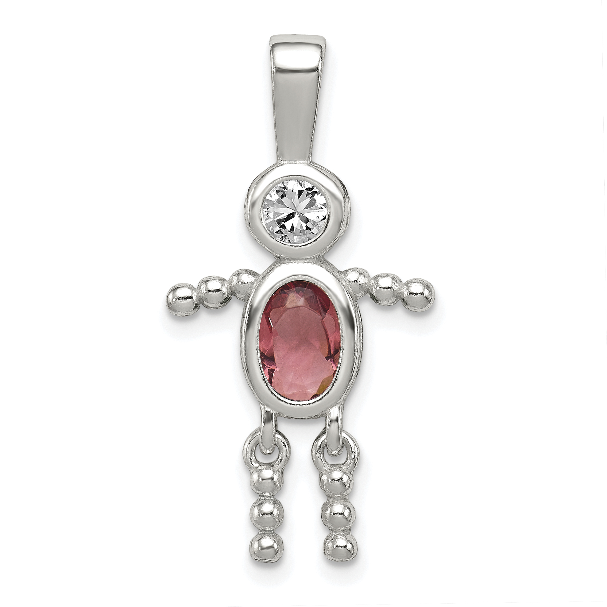Sterling Silver Rhodium-plated CZ & June Glass Boy Pendant (QC6713JUN)