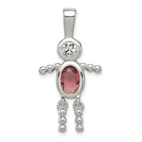 Sterling Silver Rhodium-plated CZ & June Glass Boy Pendant view 1