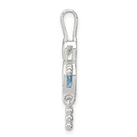 Sterling Silver Rhodium-plated CZ & March Glass Boy Pendant view 2
