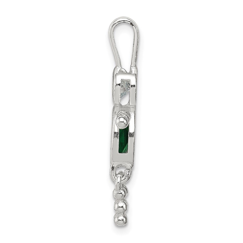 Sterling Silver Rhodium-plated CZ & May Glass Boy Pendant (QC6713MAY)
