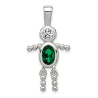 Sterling Silver Rhodium-plated CZ & May Glass Boy Pendant view 1
