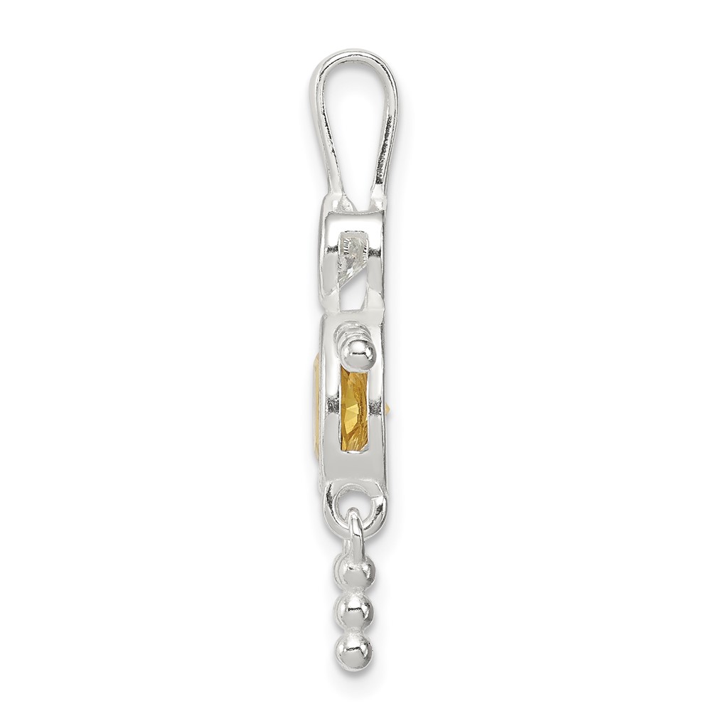 Sterling Silver Rhodium-plated CZ & November Glass Boy Pendant (QC6713NOV)