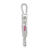 Sterling Silver Rhodium-plated CZ & October Pink CZ Boy Pendant view 2
