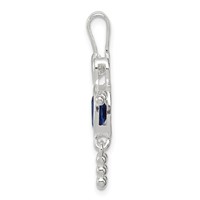 Sterling Silver Rhodium-plated CZ & September Glass Boy Pendant view 2