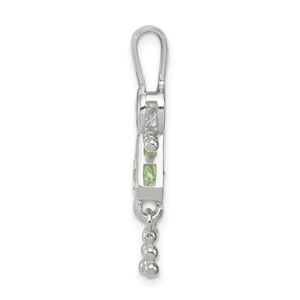 Sterling Silver Rhodium-plated CZ & August Glass Girl Pendant (QC6714AUG)