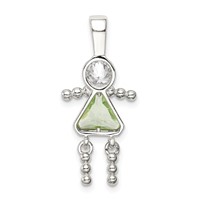 Sterling Silver Rhodium-plated CZ & August Glass Girl Pendant view 4
