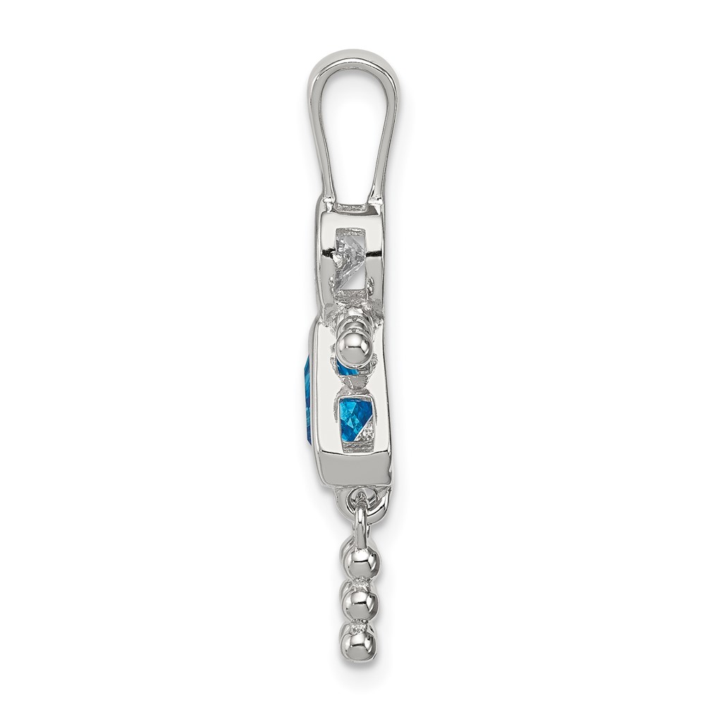 Sterling Silver Rhodium-plated CZ & December Glass Girl Pendant (QC6714DEC)