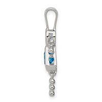 Sterling Silver Rhodium-plated CZ & December Glass Girl Pendant view 2