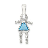 Sterling Silver Rhodium-plated CZ & December Glass Girl Pendant view 4