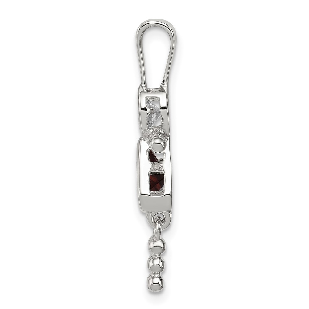 Sterling Silver Rhodium-plated CZ & February Glass Girl Pendant (QC6714FEB)