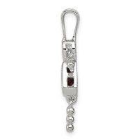 Sterling Silver Rhodium-plated CZ & February Glass Girl Pendant view 2
