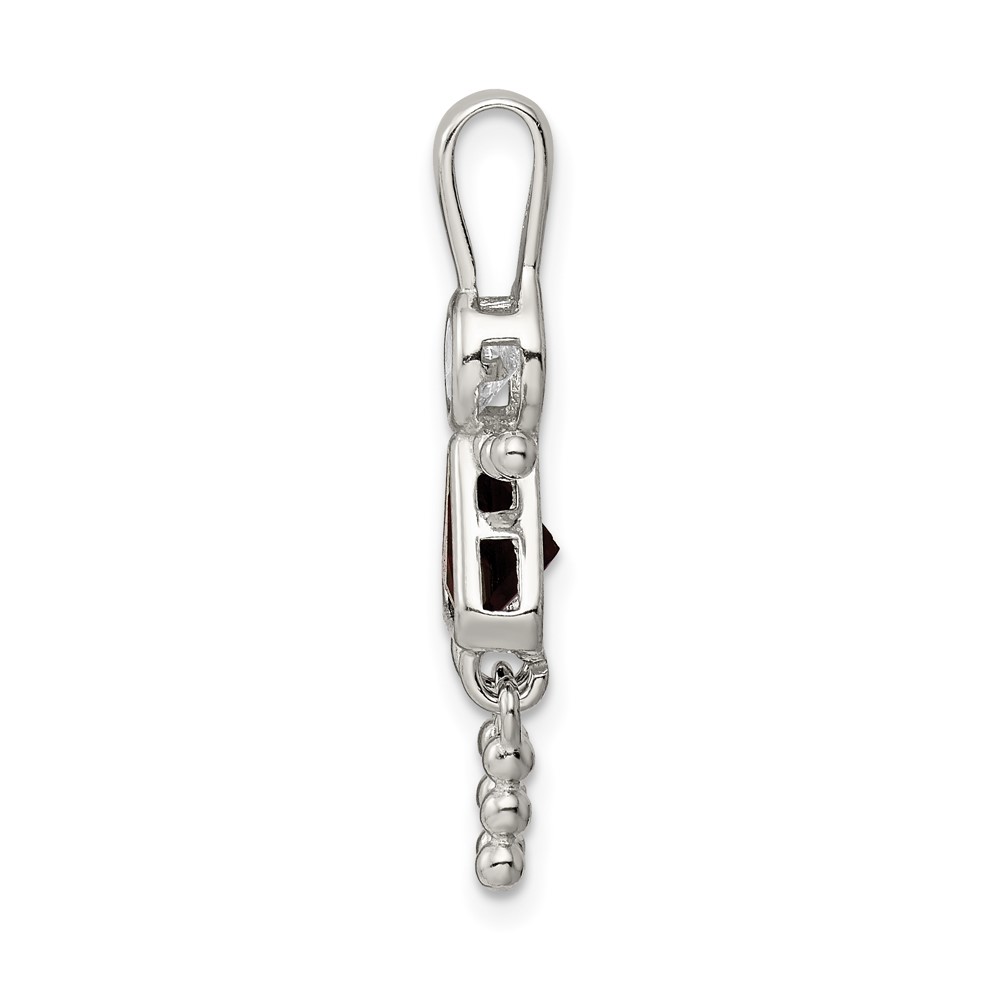 Sterling Silver Rhodium-plated CZ & January Glass Girl Pendant (QC6714JAN)