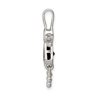 Sterling Silver Rhodium-plated CZ & January Glass Girl Pendant view 2